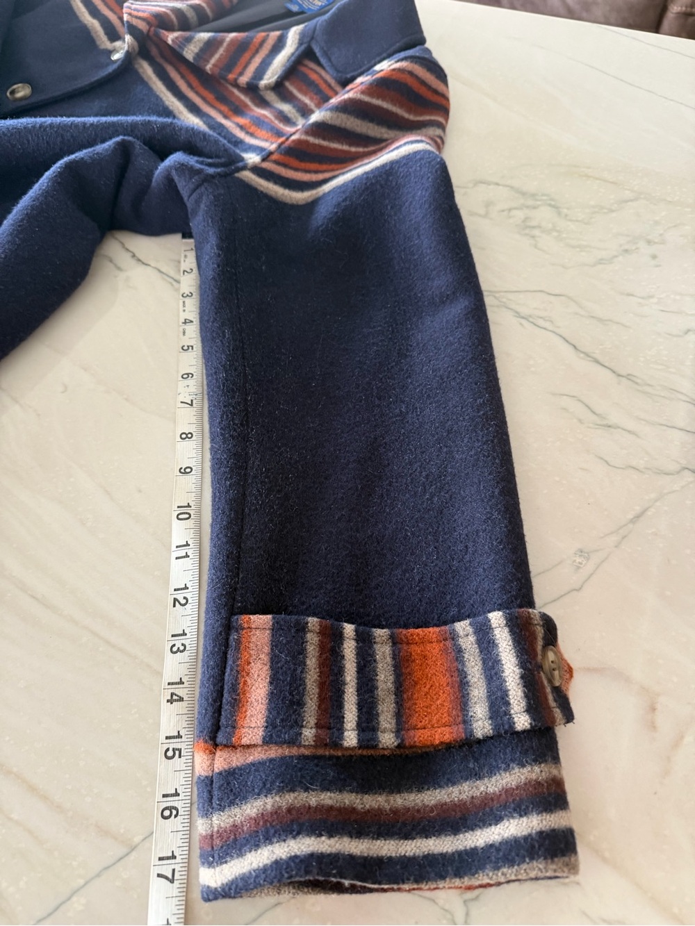 Women’s PENDLETON Arroyo Pea Jacket-Southwest Sunset Striping Along Hem-Blue-2XL - Picture 4 of 8